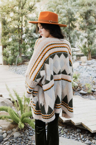 Dreams Faux Hair Pocket Aztec Ruana